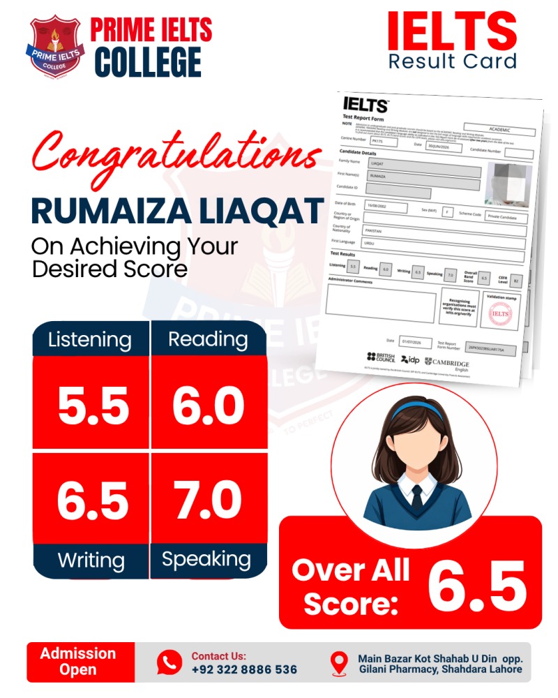 RUMAIZA  LIAQAT Result Card