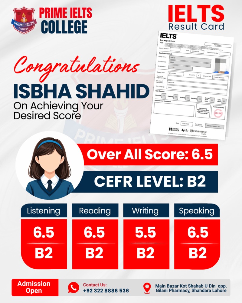ISBHA  SHAHID Result Card